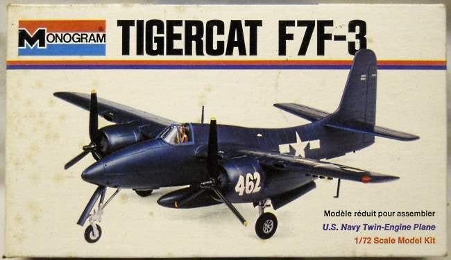 Monogram 1/72 Grumman Tigercat F7F-3 - White Box Issue - (F7F3), 6813 plastic model kit